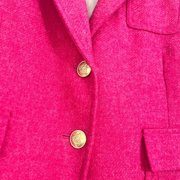 J.Crew Pink English Wool Shrunken-Fit Blazer Jacket Size 16 gold Buttons Classic - Picture 5 of 9